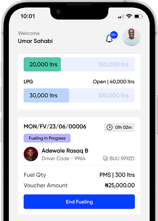 The Fuel Attendant app: vouchers being fueled and redeemed